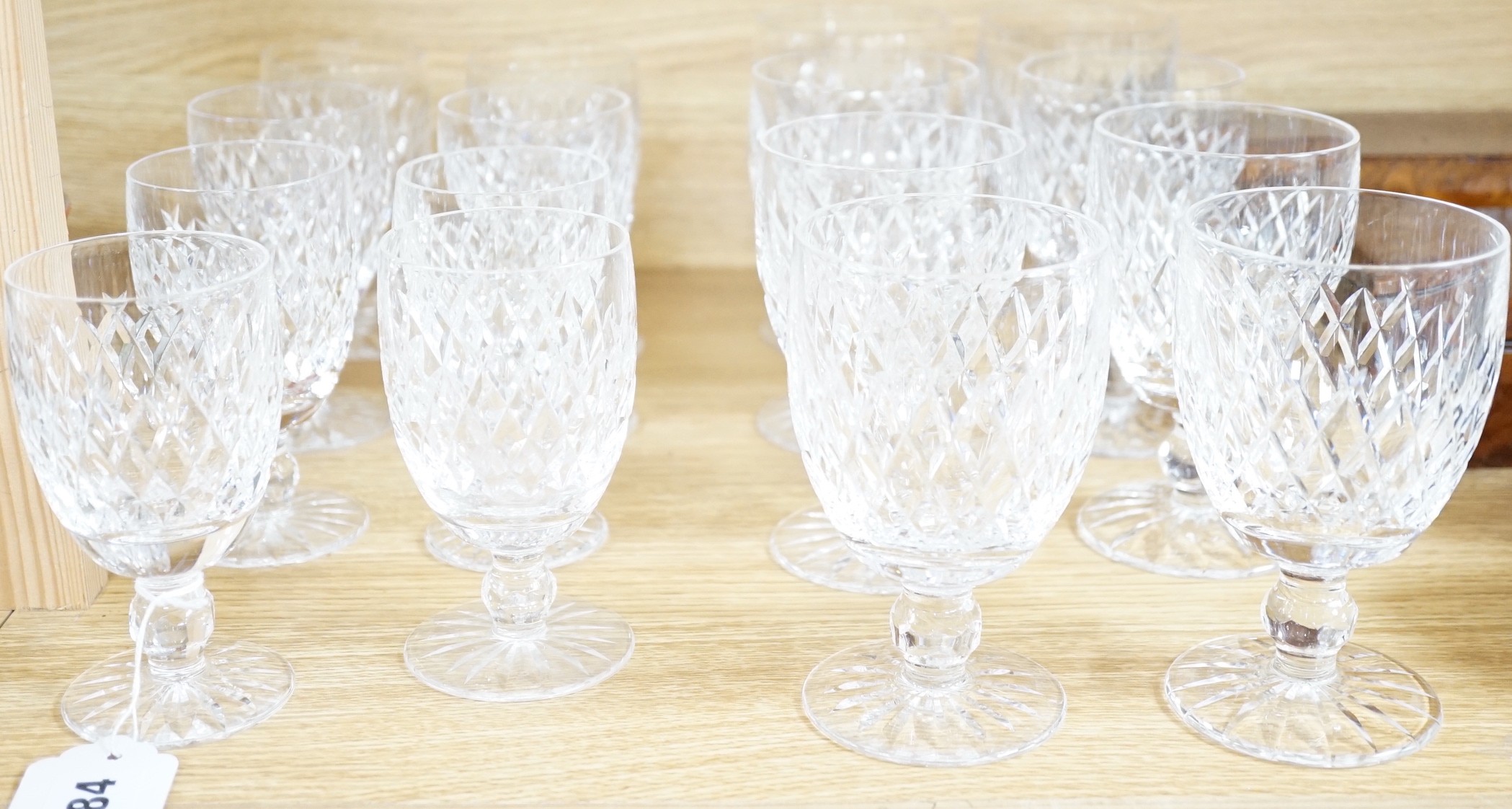 Sixteen Waterford 'Colleen' crystal glasses, tallest 13cms high